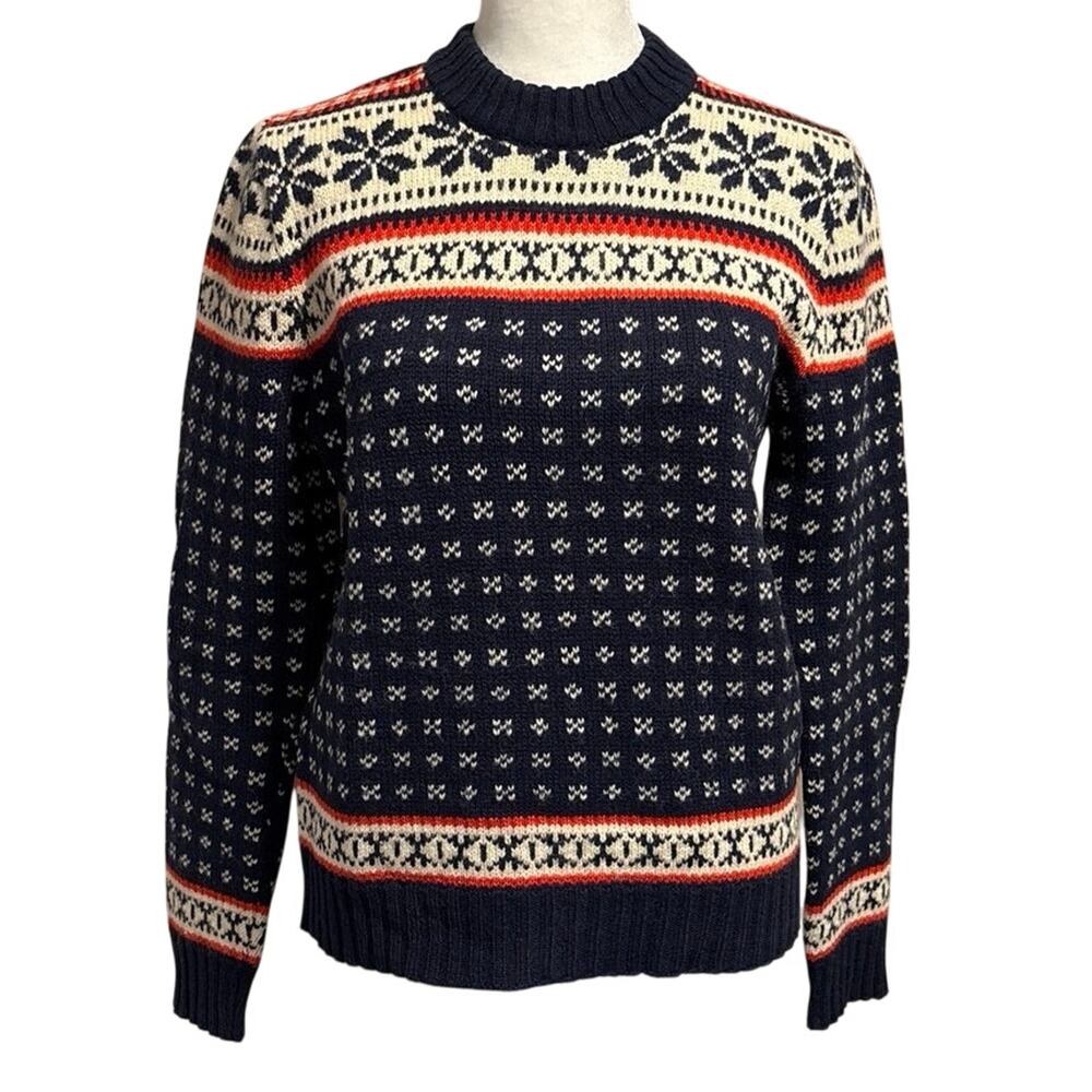 Sigi Scheiber Size S Crewneck Ski Sweater Wool Fair Isle Vintage Lodge Chalet
